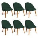 Ver imagem 1 de Kit 06 Cadeiras Poltrona de Jantar Luna Suede Verde Pés Palito Castanho - Pallazio