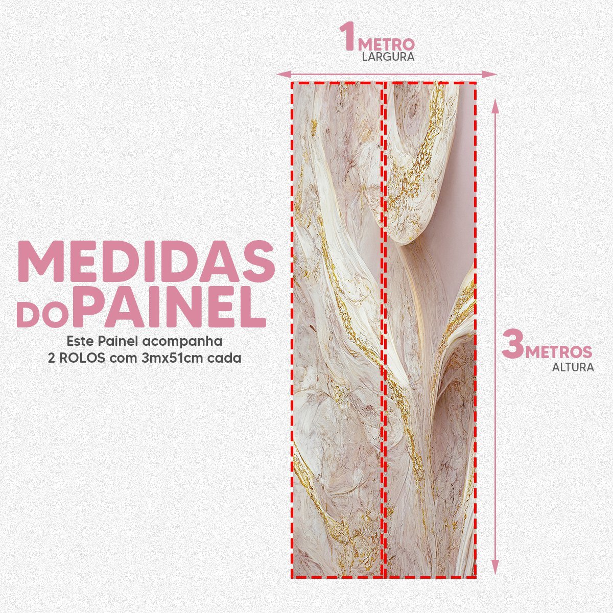 Papel de Parede Painel 3D Mármore Branco Bege Ouro 1M Auto Colante Lavável Revestimento Brilhoso - 5