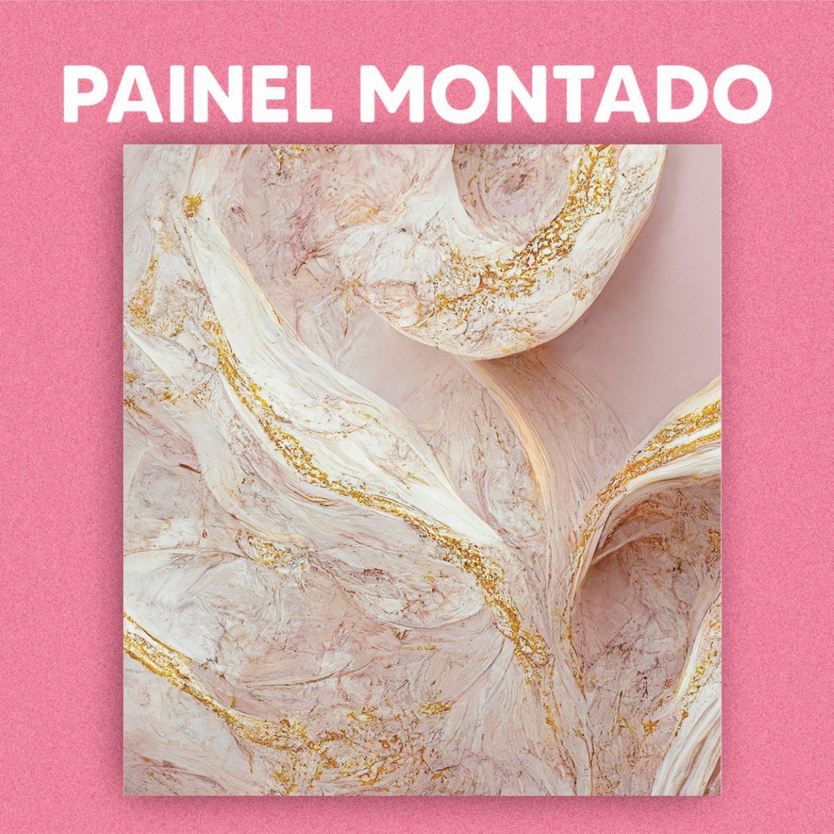 Papel de Parede Painel 3D Mármore Branco Bege Ouro 1M Auto Colante Lavável Revestimento Brilhoso - 3