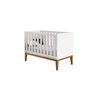 Berço Mini Cama Classic Branco Fosco com Pés Madeira