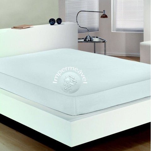 Protetor de Colchão Queen Size Impermeável 100% Algodão Branco Buettner