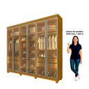 Ver mais imagens de Guarda-Roupa Casal em MDF com LED 6 Portas em Vidro Reflecta e 4 Gavetas Casuá Naturale Imperatriz