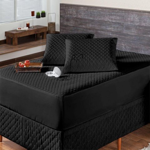 Protetor de Colchão Impermeável Matelado Queen Preto