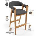 Ver imagem 4 de Kit 03 Banquetas Alta Bar Cozinha Sala de Jantar Bar Nadja L02 Linho Cinza Escuro - Lyam Decor