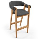 Ver imagem 3 de Kit 03 Banquetas Alta Bar Cozinha Sala de Jantar Bar Nadja L02 Linho Cinza Escuro - Lyam Decor