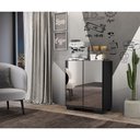 Ver imagem 2 de Aparador Buffet 2 Portas Com Espelho E Pés Quadrados Vegas V3614 Preto Preto
