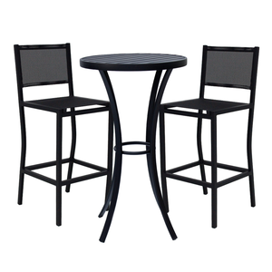 Jogo 2 Banquetas Altas com Mesa Bistro de Alumínio para Cozinha Piscina Área Externa