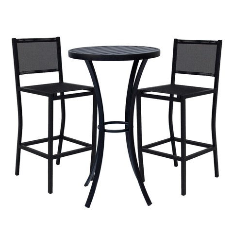 Jogo 2 Banquetas Altas com Mesa Bistro de Alumínio para Cozinha Piscina Área Externa