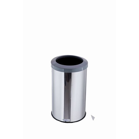 Lixeira Aço Inox Com Aro Plástico Lixo Reciclável Cozinha 20 Litros - Cinza