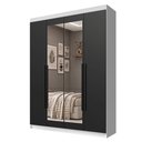 Ver imagem 2 de Guarda-Roupa Solteiro 4 Portas Batentes com Espelho Branco/Preto/Preto Venus Madesa
