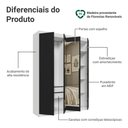 Ver imagem 4 de Guarda-Roupa Solteiro 4 Portas Batentes com Espelho Branco/Preto/Preto Venus Madesa