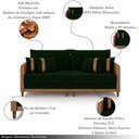 Ver imagem 3 de Sofá Montecarlo 3 Lugares 252cm Veludo/pu Verde/caramelo