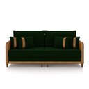 Ver imagem 2 de Sofá Montecarlo 3 Lugares 252cm Veludo/pu Verde/caramelo