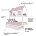 Ver imagem 4 de Treliche Casal/ Solteiro Casinha Encantada Madeira Maciça Branco/ Rosa Megamobilia