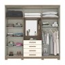 Guarda Roupa Casal Roma 10 Portas e 4 Gavetas Capelinha com Espelho Rústico/Off White - Móveis Henn - 3