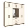 Guarda Roupa Casal Roma 10 Portas e 4 Gavetas Capelinha com Espelho Rústico/Off White - Móveis Henn - 1