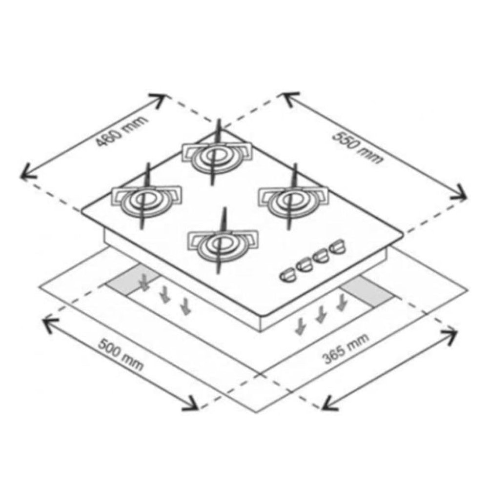 Cooktop 4 Bocas Ultra Chama Marmore Bivolt Amadeirado Escuro Chamalux - 5