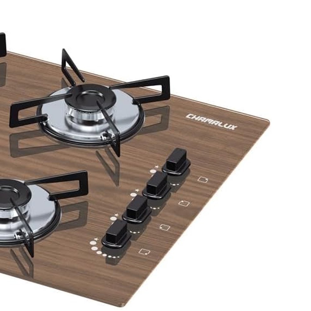 Cooktop 4 Bocas Ultra Chama Marmore Bivolt Amadeirado Escuro Chamalux - 3