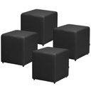 Ver imagem 1 de Kit 04 Puffs Quadrado L02 Decorativo Corino Preto - Lyam Decor