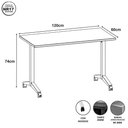 Ver imagem 3 de Escrivaninha Rebatível Escritório e Home Office 120 cm X 60 cm Design Moderno Base Móvel Metá