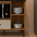 Ver imagem 3 de Balcão para Cooktop 5 Bocas com Nicho Micro-Ondas e Gaveta Córdoba Cozinha Córdoba - Freijó/Off