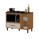 Ver imagem 2 de Balcão para Cooktop 5 Bocas com Nicho Micro-Ondas e Gaveta Córdoba Cozinha Córdoba - Freijó/Off