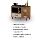Ver imagem 6 de Balcão para Cooktop 5 Bocas com Nicho Micro-Ondas e Gaveta Córdoba Cozinha Córdoba - Freijó/Off