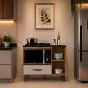 Ver imagem 1 de Balcão para Cooktop 5 Bocas com Nicho Micro-Ondas e Gaveta Córdoba Cozinha Córdoba - Freijó/Off