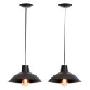 Ver imagem 1 de Kit 2 Pendente Prato Poptem 28cm Preto Luminária Lustre Sala