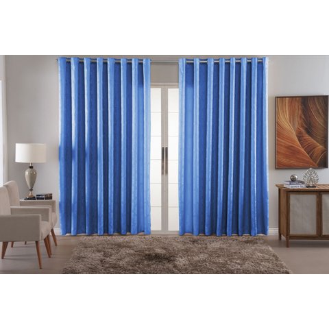 Cortina Jacquard Luxo em Tecido Semi Blackout Sala 4,00x2,80:azul Bebe
