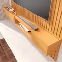 Ver imagem 5 de Painel para TV até 84 Polegadas Ripado com LED e Nicho 100% MDF 219CMX233CM Vitoria Regia Yescasa Marrom Nature