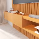 Ver imagem 4 de Painel para TV até 84 Polegadas Ripado com LED e Nicho 100% MDF 219CMX233CM Vitoria Regia Yescasa Marrom Nature