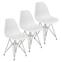 Ver imagem 1 de Kit 3 Cadeiras Charles Eames Eiffel Base Metal Cromado Branca