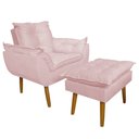 Ver imagem 1 de Conjunto Decorativo Poltrona com Puff Opala Suede Rosa Claro - Montanaris Decor Md Montanaris Decor
