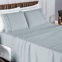 Ver imagem 2 de Jogo Cama Lençol Casa Scarpa Santoro Casal Padrão Micropercal 300 Fios 4 Peças - Cinza