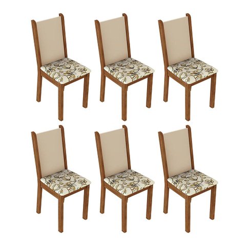 Kit 6 Cadeiras de Jantar 4291 Rustic/crema/lírio Bege Madesa