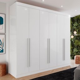 Guarda-roupa Casal 100% Mdf 6 Portas 4 Gavetas Grécia - Mais Móveis Cor Branco Neve - 1