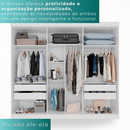 Guarda-roupa Casal 100% Mdf 6 Portas 4 Gavetas Grécia - Mais Móveis Cor Branco Neve - 4