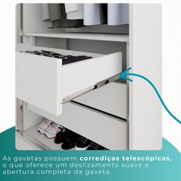 Guarda-roupa Casal 100% Mdf 6 Portas 4 Gavetas Grécia - Mais Móveis Cor Branco Neve - 7
