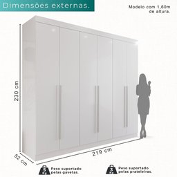 Guarda-roupa Casal 100% Mdf 6 Portas 4 Gavetas Grécia - Mais Móveis Cor Branco Neve - 5
