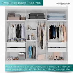 Guarda-roupa Casal 100% Mdf 6 Portas 4 Gavetas Grécia - Mais Móveis Cor Branco Neve - 3