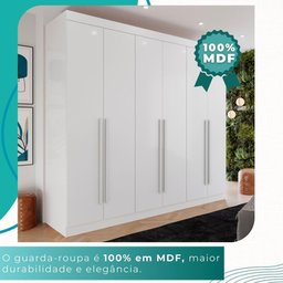 Guarda-roupa Casal 100% Mdf 6 Portas 4 Gavetas Grécia - Mais Móveis Cor Branco Neve - 6