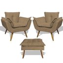 Ver imagem 1 de Kit 02 Poltrona e Puff Opala Suede Capuccino Smf Decor