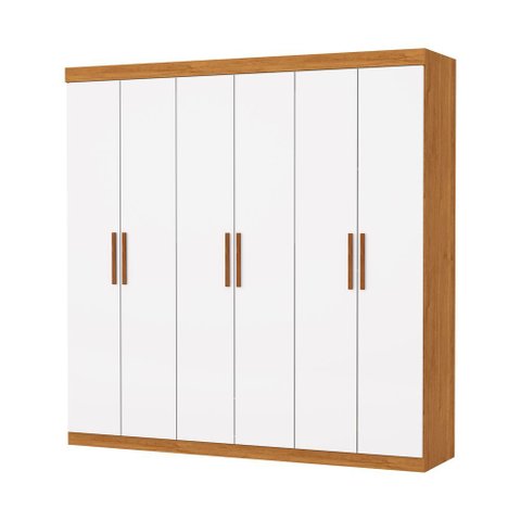 Guarda Roupa Casal Recife 6 Portas 2 Gavetas sem Espelho Carioca Moveis Cinamomo/neve