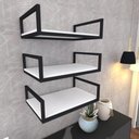 Ver imagem 1 de Prateleira Industrial Suspensa Estante Parede Nicho Branca Ferro e Madeira Suporte Pratileira