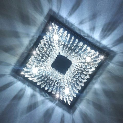 Lustre de Cristal Legítimo Egípcio Asfour Base Inox 20x20 Cm - Transparente