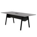 Ver imagem 1 de Mesa de Reunião 200cm para 8 Pessoas com Caixa de Tomadas Industrial Executive Cinza/Sagrado/Preto