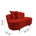 Ver mais imagens de Namoradeira Sofá Feijão Suria 150cm Orgânica Couro Vermelho