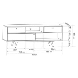 Rack Retro Tv 60 Polegadas Color Mel Freijo Ac/Rose Ac/Turquesa Ac/Amarelo Ac - 6
