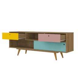 Rack Retro Tv 60 Polegadas Color Mel Freijo Ac/Rose Ac/Turquesa Ac/Amarelo Ac - 3